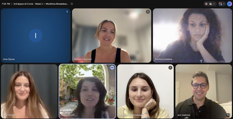 AI Circle members on a video call during week 2 of the Bucharest Claude course