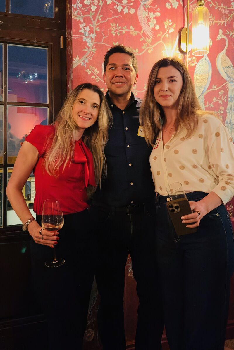 Eric Melchor with two guests at the April 3rd Space Bucharest social