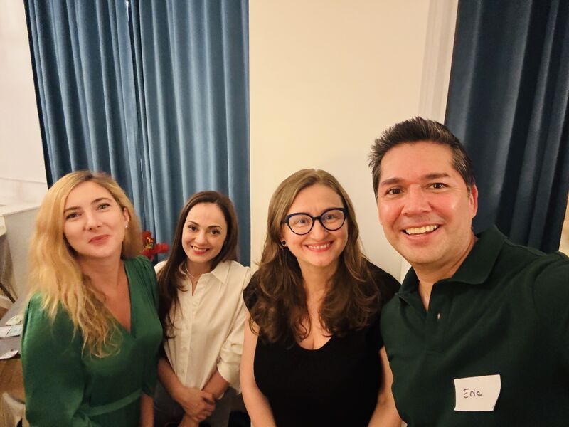 Eric Melchor with guests at Portraits & Prosecco